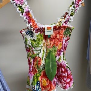 FarmRio colorful smocked top